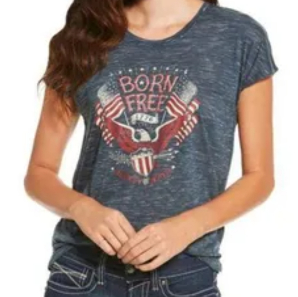 Ariat Born Free Western Rodeo Eagle Festival Graphic Tee Women's Size L